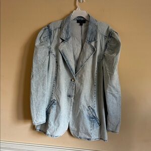 C. Wonder by Christian Siriano Puff-Shoulder Denim Blazer Sz 3X